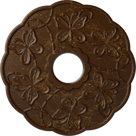 Ekena Millwork Terrones Butterfly Medallion (Canopies up to 3 7/8"), 17 7/8"OD x 3 7/8"ID x 1"P, Root Beer Crackle CM17TSRBC